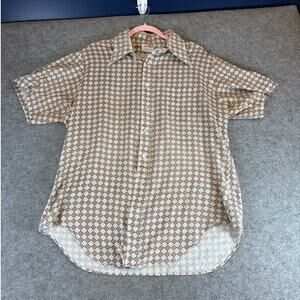 VTG 60s McGregor Scotset Permanent Press Button Up Shirt Mens XL Geometric Retro